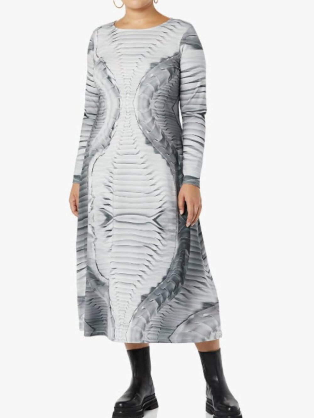 Making the Cut Printed Knit Maxi Dress, Gray Plus Size NWT
